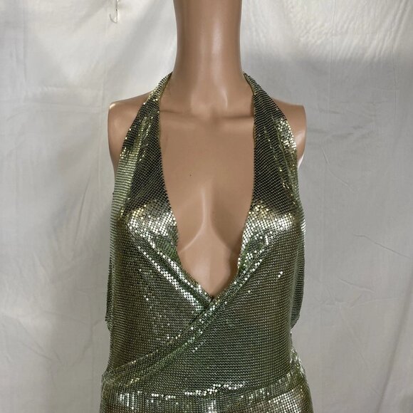 NEW LEMONLUNAR Women’s The Green Chainmail Mini Dress – Apple Green Size S State - Picture 13 of 14